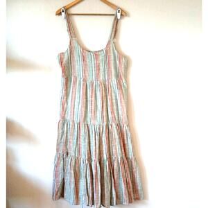Krazy Kat Tiered Striped Cotton Prairie Tank Dress